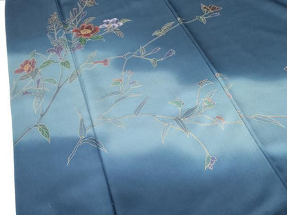 平和屋着物●訪問着　刺繍　草花　暈し染め　金彩　正絹　逸品　DABF3189op
