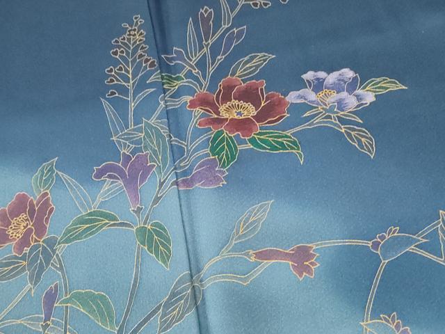 平和屋着物●訪問着　刺繍　草花　暈し染め　金彩　正絹　逸品　DABF3189op