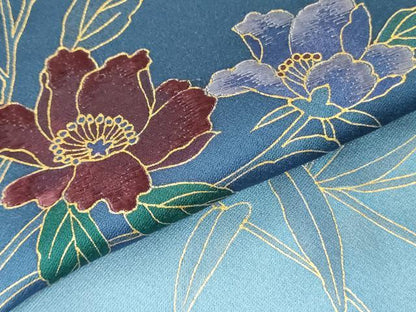 平和屋着物●訪問着　刺繍　草花　暈し染め　金彩　正絹　逸品　DABF3189op