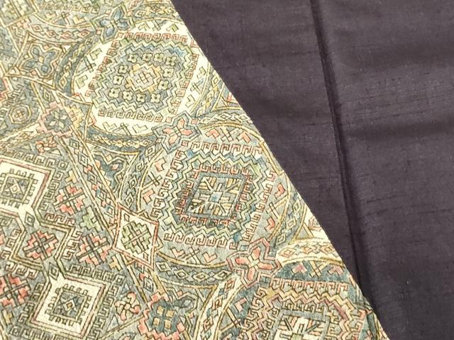平和屋着物●色留訪問着　紬地　抽象花文　切嵌　正絹　逸品　DABF3190op
