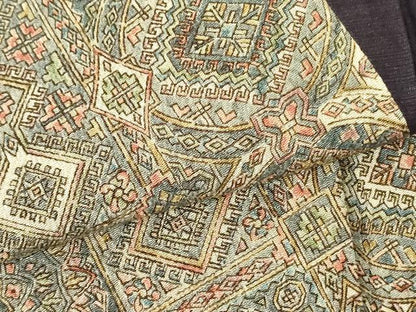 平和屋着物●色留訪問着　紬地　抽象花文　切嵌　正絹　逸品　DABF3190op