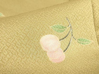 平和屋着物●上質な小紋　さくらんぼ　舞花　正絹　逸品　DABF3192op