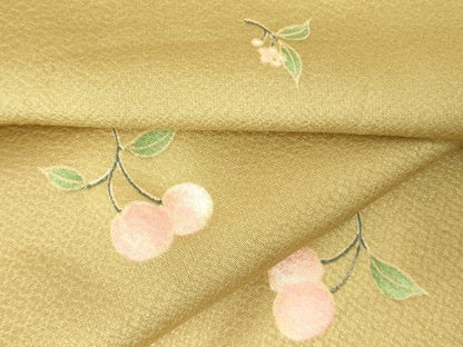 平和屋着物●上質な小紋　さくらんぼ　舞花　正絹　逸品　DABF3192op