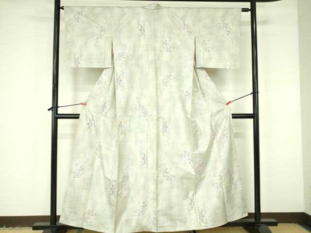 平和屋着物●本場大島紬　白大島　9マルキ　草花　正絹　逸品　未使用　DABF3194op