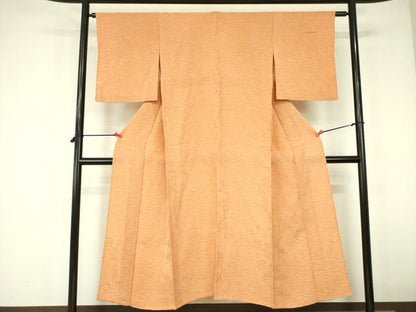 平和屋着物▼上質な小紋 単衣 地紋起こし 枝花文 正絹 逸品 DABF3208op