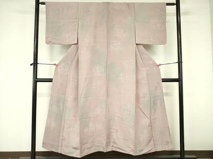 平和屋着物▼上質な小紋　風景文　暈し染め　正絹　逸品　DABF3214op