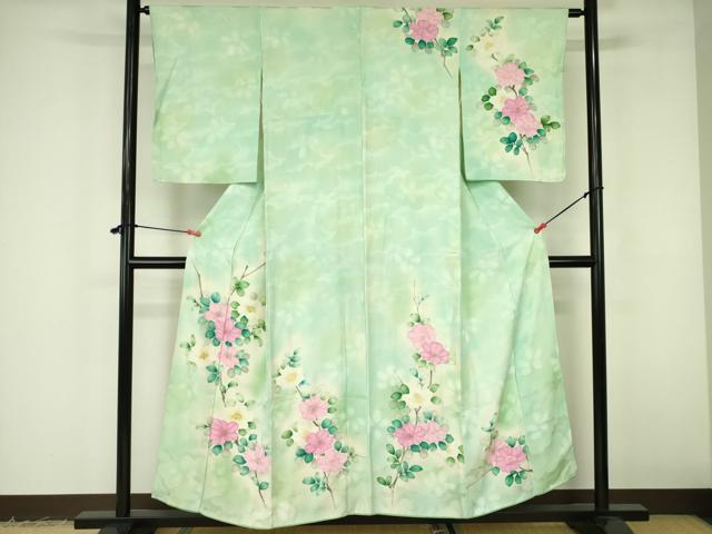 平和屋着物▼訪問着 手描き 草花 暈し染め 金彩 正絹 逸品 DABF3215op