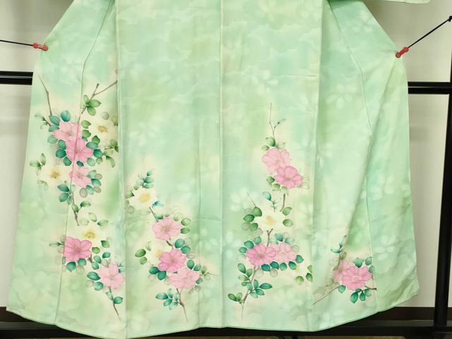 平和屋着物▼訪問着 手描き 草花 暈し染め 金彩 正絹 逸品 DABF3215op