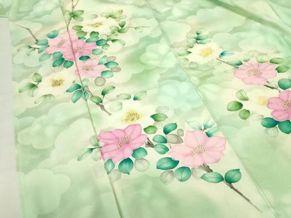 平和屋着物▼訪問着 手描き 草花 暈し染め 金彩 正絹 逸品 DABF3215op