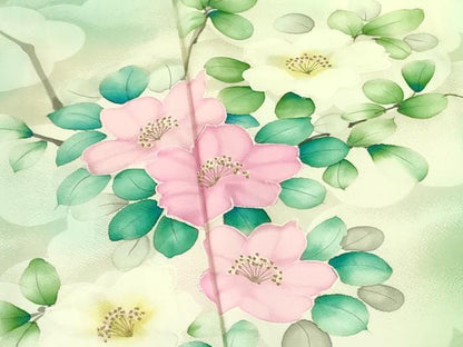 平和屋着物▼訪問着 手描き 草花 暈し染め 金彩 正絹 逸品 DABF3215op