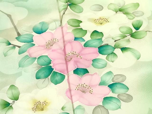 平和屋着物▼訪問着 手描き 草花 暈し染め 金彩 正絹 逸品 DABF3215op