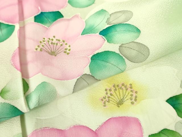 平和屋着物▼訪問着 手描き 草花 暈し染め 金彩 正絹 逸品 DABF3215op