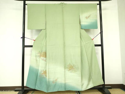 平和屋着物▼訪問着　駒刺繍　風景花松文　暈し染め　正絹　逸品　DABF3216op
