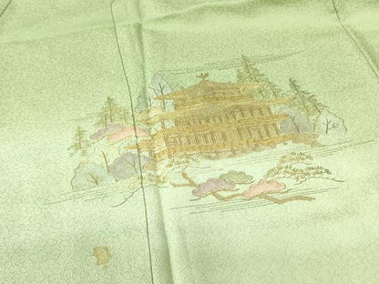 平和屋着物▼訪問着　駒刺繍　風景花松文　暈し染め　正絹　逸品　DABF3216op