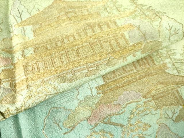 平和屋着物▼訪問着　駒刺繍　風景花松文　暈し染め　正絹　逸品　DABF3216op