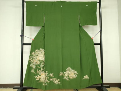 平和屋着物▼豪華色留袖　螺鈿　風景花松文　金彩　正絹　逸品　DABF3218op
