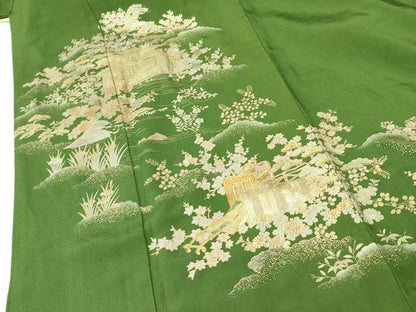 平和屋着物▼豪華色留袖　螺鈿　風景花松文　金彩　正絹　逸品　DABF3218op