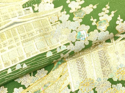 平和屋着物▼豪華色留袖　螺鈿　風景花松文　金彩　正絹　逸品　DABF3218op