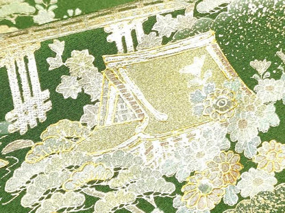 平和屋着物▼豪華色留袖　螺鈿　風景花松文　金彩　正絹　逸品　DABF3218op