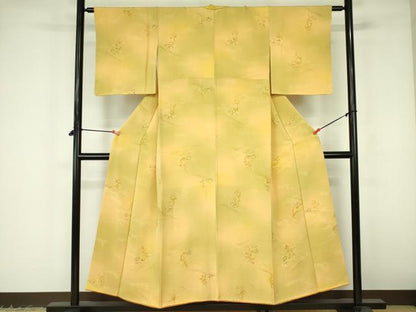 平和屋着物▼上質な小紋　地紋起こし　風景文　暈し染め　正絹　逸品　DABF3225op