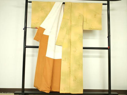 平和屋着物▼上質な小紋　地紋起こし　風景文　暈し染め　正絹　逸品　DABF3225op