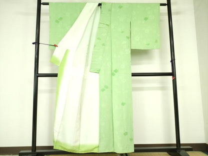 平和屋着物▼上質な小紋 地紋起こし 菊 正絹 逸品 DABF3235op