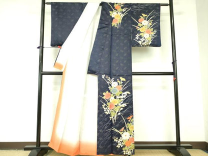 平和屋着物▼訪問着 草花 金彩 金通し地 正絹 逸品 DABF3236op