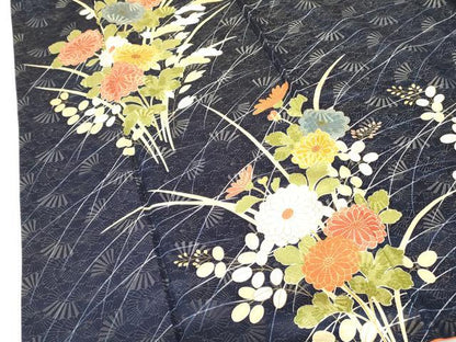 平和屋着物▼訪問着 草花 金彩 金通し地 正絹 逸品 DABF3236op