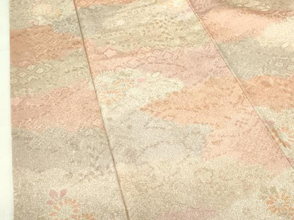 平和屋着物▼上質な小紋 地紋起こし 雲取草花文 正絹 逸品 DABF3237op