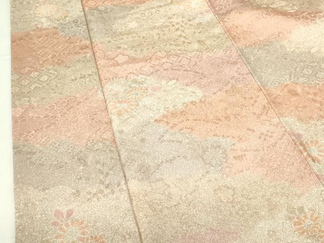 平和屋着物▼上質な小紋 地紋起こし 雲取草花文 正絹 逸品 DABF3237op