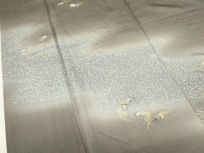 平和屋着物▼訪問着　亀　カメ　暈し染め　金彩　正絹　逸品　DABF3239op