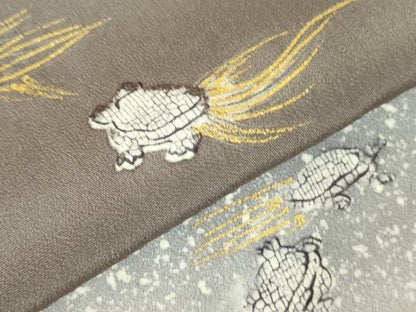 平和屋着物▼訪問着　亀　カメ　暈し染め　金彩　正絹　逸品　DABF3239op