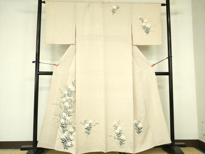 平和屋着物▼訪問着 手描き 桔梗 正絹 逸品 DABF3242op