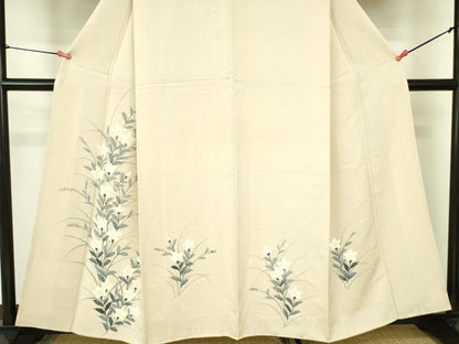 平和屋着物▼訪問着 手描き 桔梗 正絹 逸品 DABF3242op