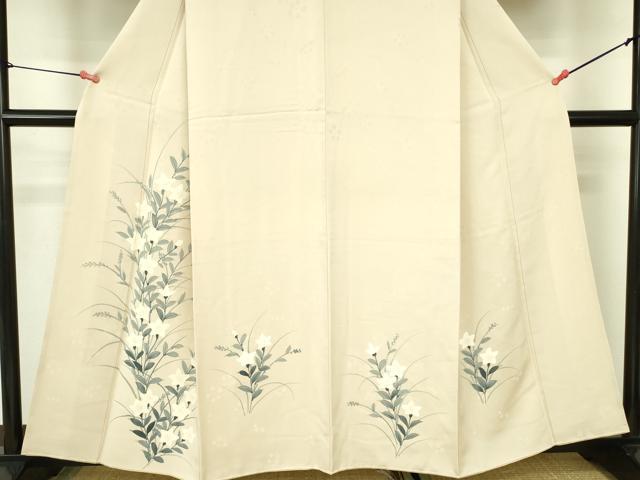 平和屋着物▼訪問着 手描き 桔梗 正絹 逸品 DABF3242op