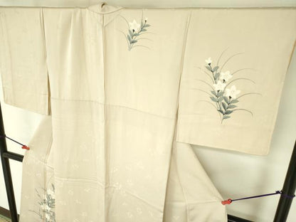 平和屋着物▼訪問着 手描き 桔梗 正絹 逸品 DABF3242op