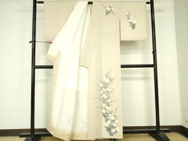 平和屋着物▼訪問着 手描き 桔梗 正絹 逸品 DABF3242op