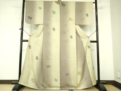平和屋着物▼上質な小紋 地紋起こし 舞蝶文 暈し染め 正絹 逸品 DABF3247op