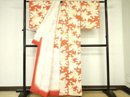 平和屋着物▼上質な小紋 地紋起こし 草花 金彩 正絹 逸品 DABF3249op