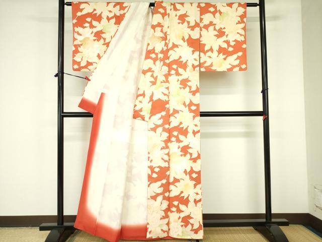平和屋着物▼上質な小紋 地紋起こし 草花 金彩 正絹 逸品 DABF3249op