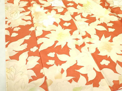平和屋着物▼上質な小紋 地紋起こし 草花 金彩 正絹 逸品 DABF3249op