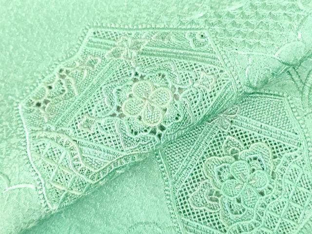 平和屋着物▼中国三大刺繍 スワトウ刺繍 汕頭刺繍 総刺繍 訪問着 亀甲花文 暈し染め 正絹 逸品 DABF3252op