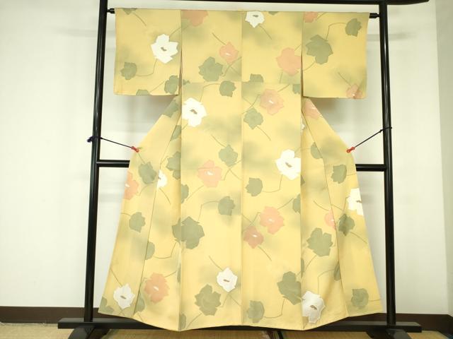 平和屋着物▼上質な小紋 地紋起こし 草花 正絹 逸品 DABF3256op