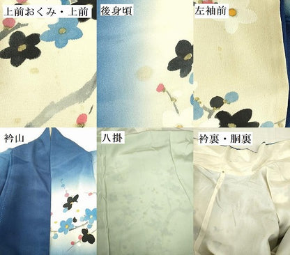 平和屋着物▼訪問着　手描き　枝花　暈し染め　金彩　正絹　逸品　DABF3264op