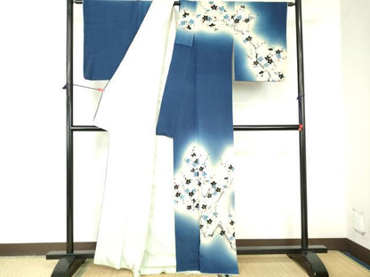 平和屋着物▼訪問着　手描き　枝花　暈し染め　金彩　正絹　逸品　DABF3264op