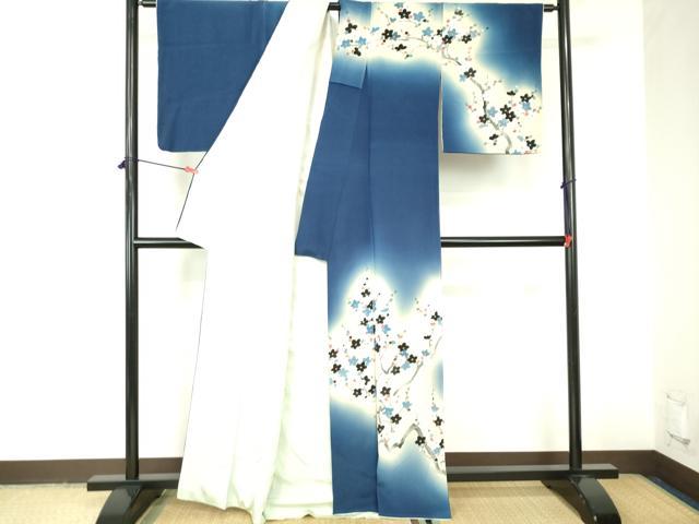 平和屋着物▼訪問着　手描き　枝花　暈し染め　金彩　正絹　逸品　DABF3264op