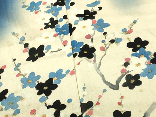 平和屋着物▼訪問着　手描き　枝花　暈し染め　金彩　正絹　逸品　DABF3264op