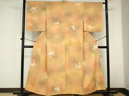 平和屋着物▼上質な小紋 地紋起こし 草花 暈し染め 正絹 逸品 DABF3268op