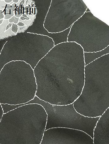 平和屋着物▼上質な小紋 地紋起こし 絞り 笹竹花文 黒地 正絹 逸品 DABF3273op