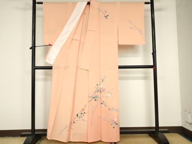 平和屋着物▽訪問着　単衣　友禅　草花　暈し染め　正絹　逸品　DABF3282op